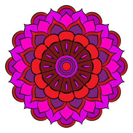 Colored mandala for color book. A pattern in the circle. Illustration for the album. Pattern for printing on fabrics. Figure for relaxation and meditation.のイラスト素材
