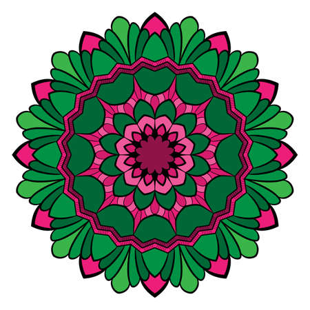 Colored mandala for color book. A pattern in the circle. Illustration for the album. Pattern for printing on fabrics. Figure for relaxation and meditation.のイラスト素材