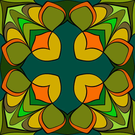 Mandala for meditations. Symmetrical pattern in the square. A colorful picture for the album, or for printing on fabrics. Eastern ornamental ornament.のイラスト素材