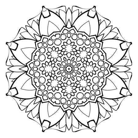 Beautiful mandala for the album. Symmetrical ornament in the circle. Illustration for color book.のイラスト素材