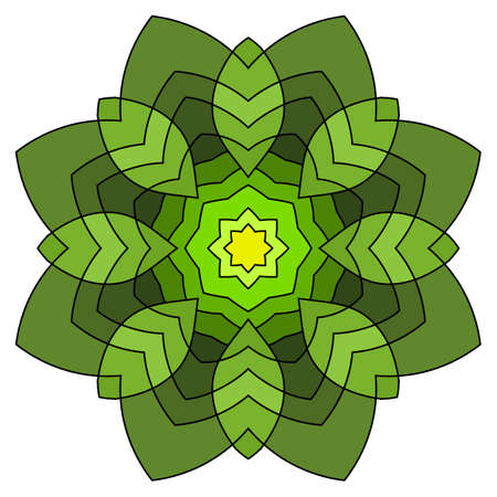 A colorful mandala in the oriental style. Floral pattern in a circle. The symmetrical pattern. Graphic rosette for the album.のイラスト素材