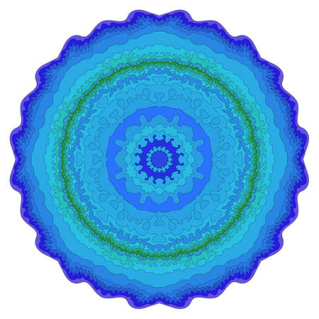 Modern mandala meditation. Oriental ornament in a circle. Symmetrical blue pattern. Illustration for the album.のイラスト素材