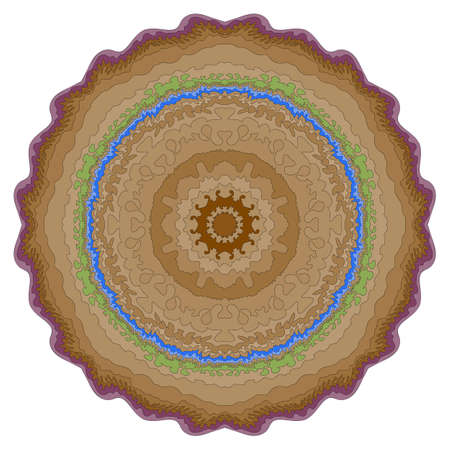 Modern mandala meditation. Oriental ornament in a circle. The symmetric brown pattern. Illustration for the album.のイラスト素材