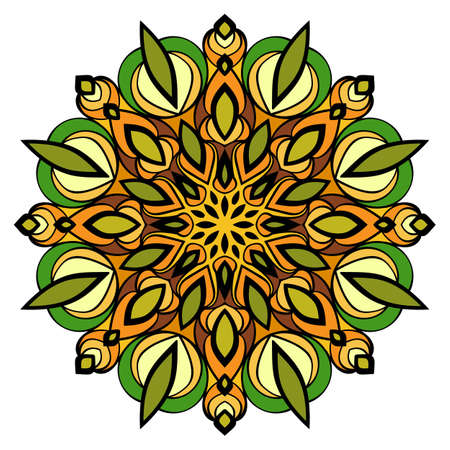 Mandala meditation. Oriental ornament in a circle. Symmetric colorful pattern. Illustration for the album. Floral Pattern.のイラスト素材
