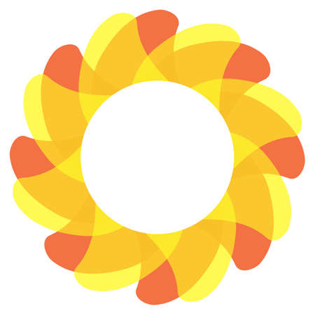 Round frame. Stylized rays of the sun are yellow. Summer bright modern pattern. The backdrop for the presentation of the text. Sunny motif of the logo.のイラスト素材