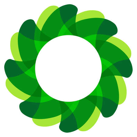 Round frame. Stylized petals are green. Summer bright modern pattern. The backdrop for the presentation of the text. The floral motif of the logo.のイラスト素材
