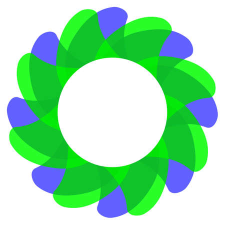 Round frame. Stylized mammoths of green and blue. Summer bright modern pattern. The backdrop for the presentation of the text. The floral motif of the logo.のイラスト素材
