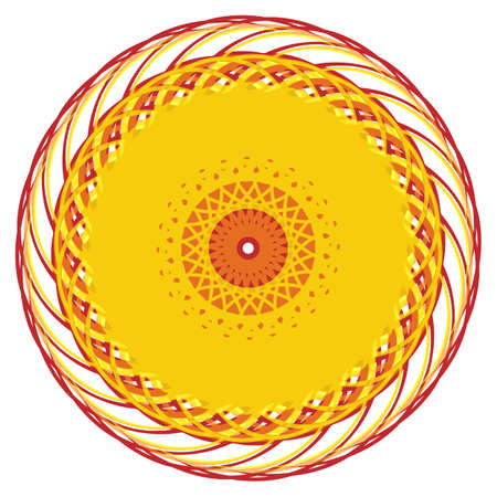 Bright mandala. Background of intersecting lines. Dynamic image of thread. Sunny backdrop for text. Stylized wheel spokes.のイラスト素材