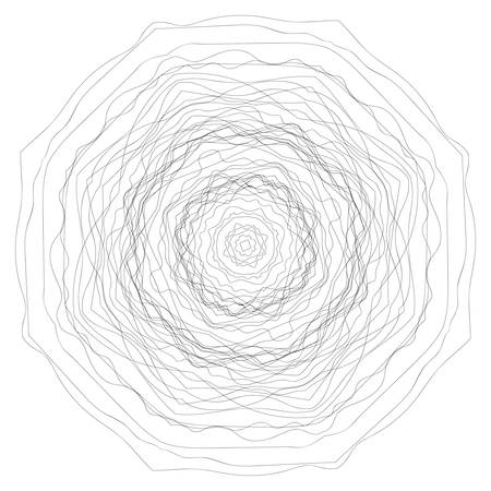 Modern mandala meditation. The circle consists of vibrations. Symmetrical pattern of flowing wavy lines. Illustration for the color book. Stylized pink bud of a flower.のイラスト素材
