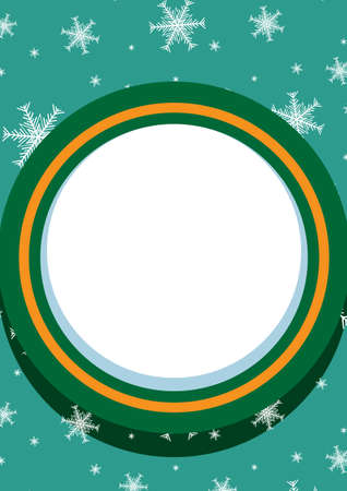 Christmas vintage background of standard size. Banner with white background for text. Template for the poster. Texture with snowflakes. Round form for the announcement.のイラスト素材