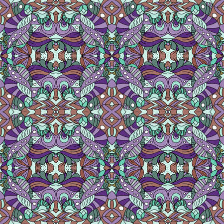 Seamless psychedelic pattern. Beautiful colorful background. Backdrop for the preview. Drawing in retrostile. Vintage image.のイラスト素材