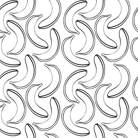 Seamless pattern of cartoon bananas. Drawn fruit on a white background. Eco texture for color books.のイラスト素材