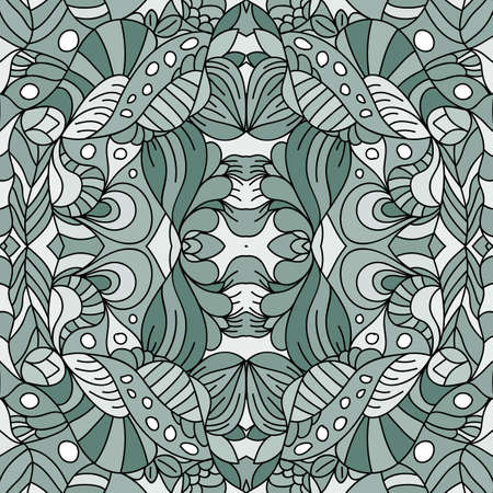 Seamless psychedelic pattern. Beautiful colorful background. Backdrop for the preview. Drawing in retrostile. Vintage image.のイラスト素材