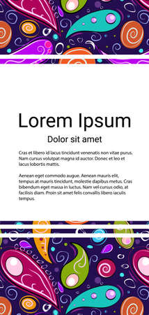 Colorful background for flyer. Cartoon pattern with white background for text. Text on white in a patterned frame. Template for the presentation of the text.のイラスト素材