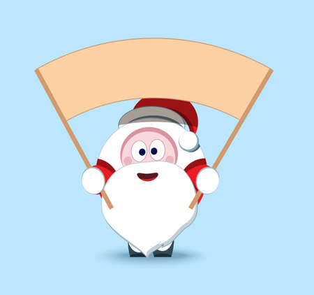 Lovely Santa Claus. Christmas symbol. Stylized character. New Year sticker. Illustration with emotion. A bearded old man in a red fur coat. Children's hero with the announcement.のイラスト素材