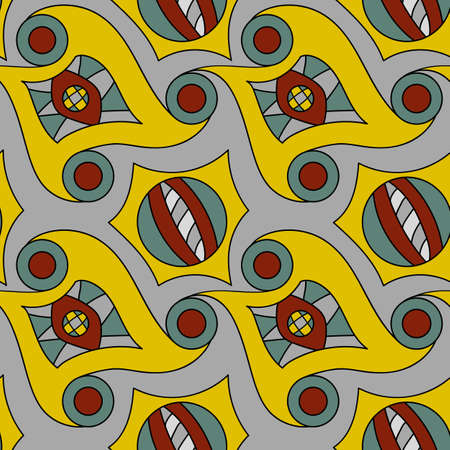 Seamless psychedelic pattern. Beautiful color background. Backdrop for the preview. Drawing in retrostile. Vintage image.のイラスト素材