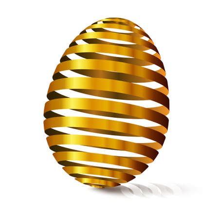 3d golden egg. Modular eggshell spaced. Happy Easter day. East tradicional gift for good luck. Stylized farm products.のイラスト素材