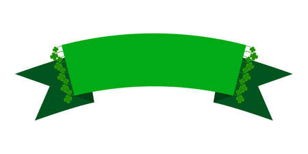 Wide green banner with space for text. Emerald Ribbon for design St. Patrick's Day holiday.のイラスト素材