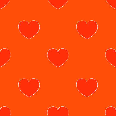 Seamless orange pattern with hearts. Bright background for the Valentine's day. Cute wallpaper on the theme of love.のイラスト素材