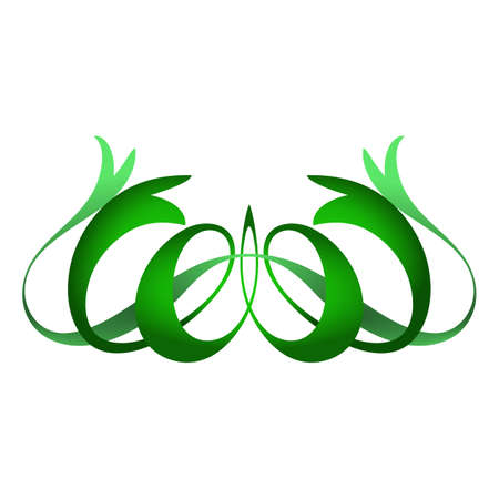 Two twisted ribbon with shadows and an orange one tape flat. Monogram in the form of a ribbon. Ribbons in a vegetative style.のイラスト素材