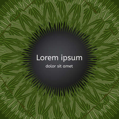 Background of bamboo leaves in a circle. Grass frame. Round frame with a gradient.のイラスト素材
