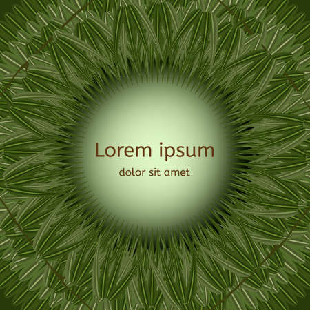 Background of bamboo leaves in a circle. Grass frame. Round frame with a gradient.のイラスト素材