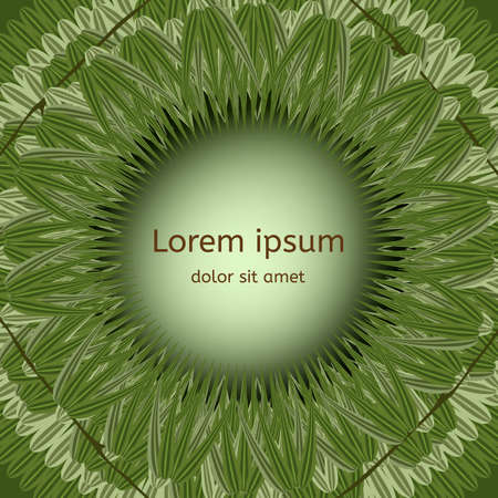 Background of bamboo leaves in a circle. Grass frame. Round frame with a gradient.のイラスト素材