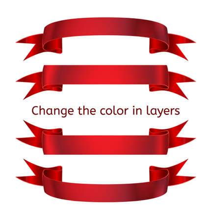 Ribbons in the style of realism. Template for decoration festive design. Ribbon banner. Ribbon for the banner. Ribbon for the headline.のイラスト素材