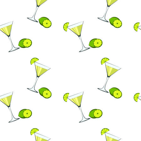 Tequila in seamless pattern. Template for printing on fabric. Illustration for decorating a bar. Alcohol on a white background.のイラスト素材