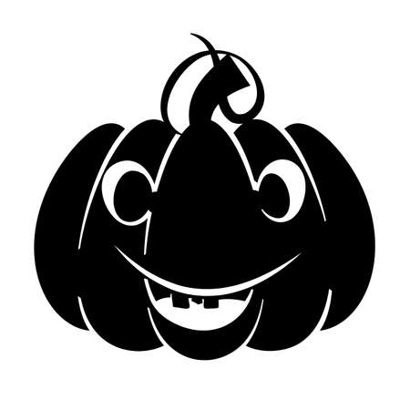 Halloween pumpkin character. Pumpkin with emotions. Silhouette illustration for the holiday. Pumpkin on a white background. Stencil for cutting. Template for laser cutting.のイラスト素材