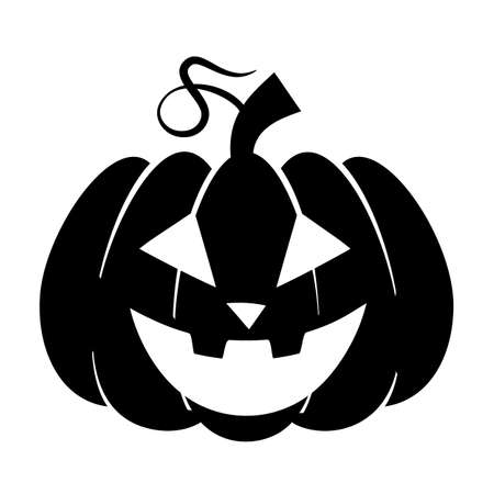 Halloween pumpkin character. Pumpkin with emotions. Silhouette illustration for the holiday. Pumpkin on a white background. Stencil for cutting. Template for laser cutting.のイラスト素材
