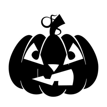Halloween pumpkin character. Pumpkin with emotions. Silhouette illustration for the holiday. Pumpkin on a white background. Stencil for cutting. Template for laser cutting.のイラスト素材