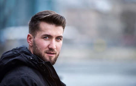 Portrait of an attractive man with a beardの写真素材