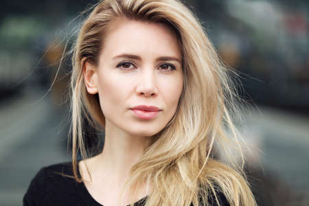 Portrait of a beautiful blond womanの写真素材