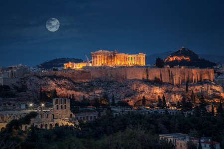 Acropolis by nightの写真素材