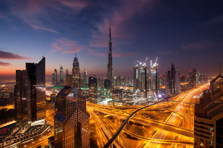 Beautiful morning over Dubai downtownの写真素材