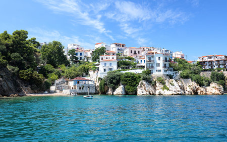 The old port of Skiathosの写真素材