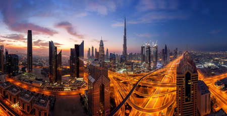 Beautiful morning over Dubai downtownの写真素材