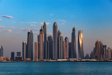 Dubai Marina at sunsetの写真素材