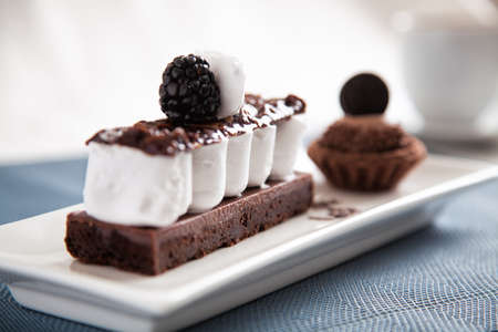 Tasty cake and a cup of coffeeの写真素材