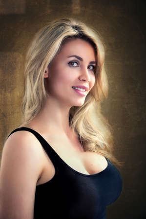 Portrait of a beautiful blond womanの写真素材