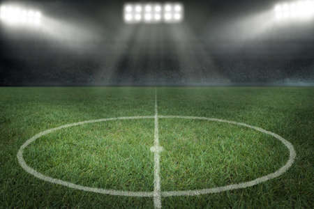 Soccer stadium with floodlightの写真素材