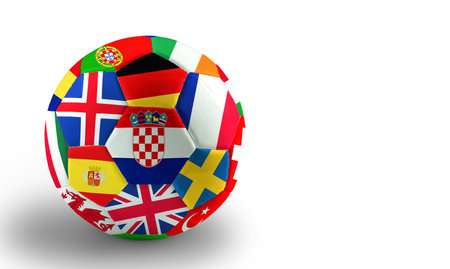Football with european flagsの写真素材