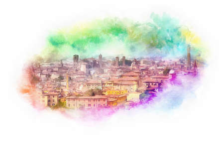 Bologna watercolor illustration, italyの写真素材