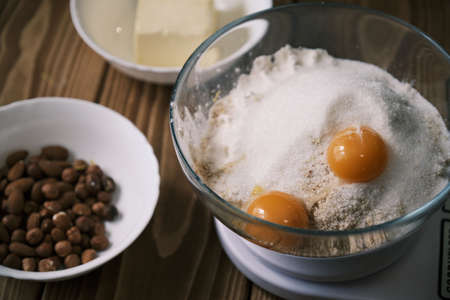 Dough recipe ingredients. Closeup shotの写真素材