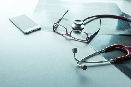 Doctor's desk desk, medical concept with a copy spaceの写真素材