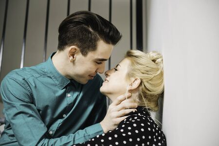 Passionate couple in their home having good time together.の写真素材