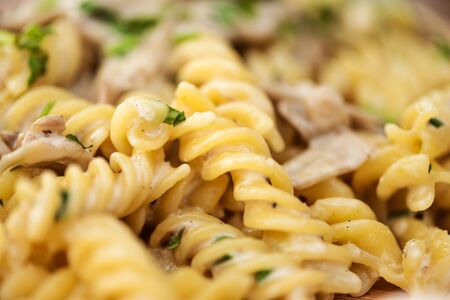 Close up of carefully prepared and nice served dish of pasta.の写真素材