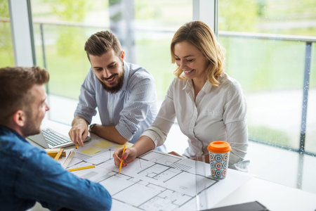 Team of architects planning a successful building project.