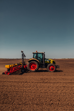 Preparing farmland with seed bed for the next year.の写真素材
